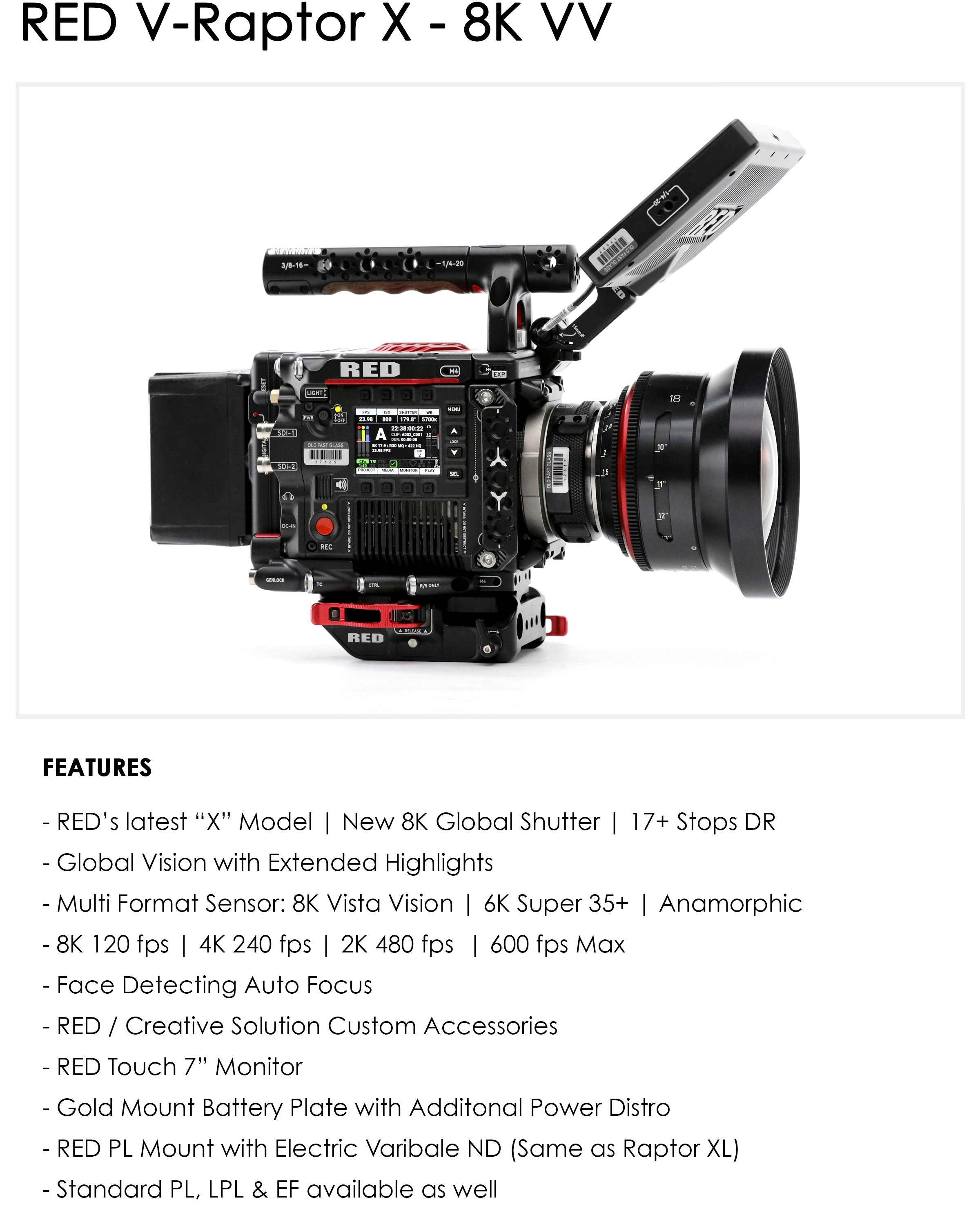RED V-RAPTOR X - 8K VV — OLD FAST GLASS
